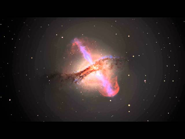 Artist’s animation of galaxy with jets from a supermassive black hole
