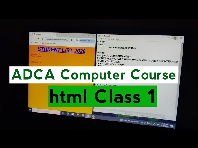 html Class 1 | ADCA Computer Course 