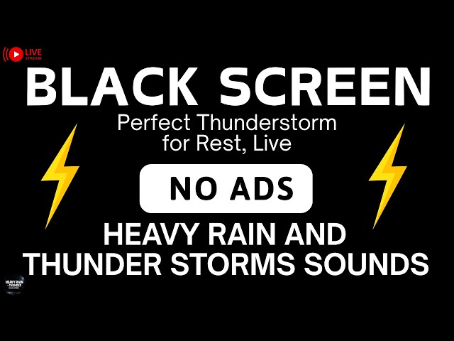 🔴 Defeat Insomnia in 1 Minutes - BLACK SCREEN ⛈️ | Perfect Thunderstorm for Rest, Live