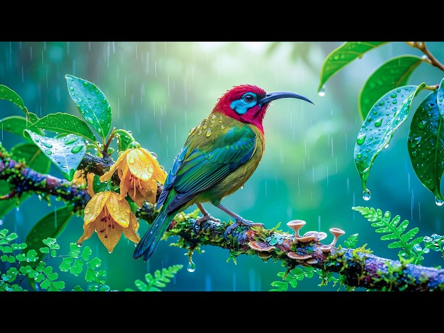 Soft Piano Music & Birds in the Rain 🌿Relaxing Nature Sounds for Sleep, Relaxation & Stress Relief