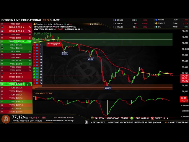 🟢 BITCOIN LIVE EDUCATIONAL TRADING CHART WITH  ORDER BOOK & ZONES