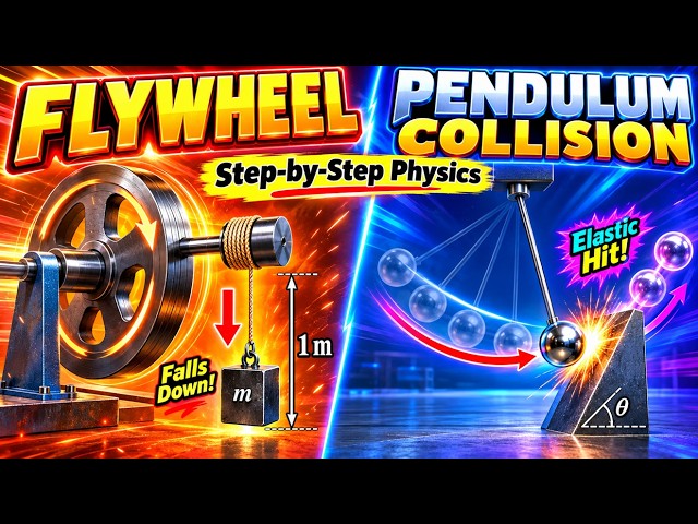 🔥 Flywheel Motion & Pendulum Collision | Rotational Dynamics + Oscillations ⚙️💥