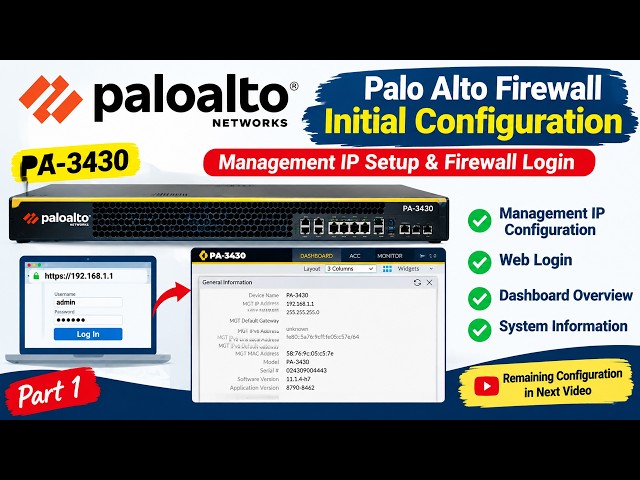 Palo Alto Firewall Initial Configuration Step-by-Step | Management IP Setup & Firewall Login |