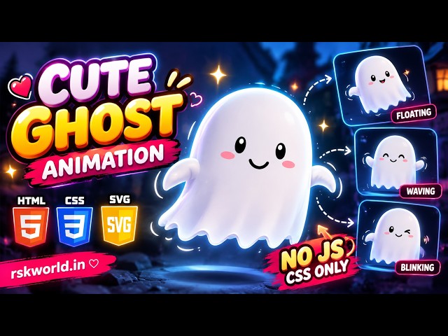 Cute Ghost Animation 👻 HTML CSS SVG | Floating Effect #htmlcss #animation #frontend