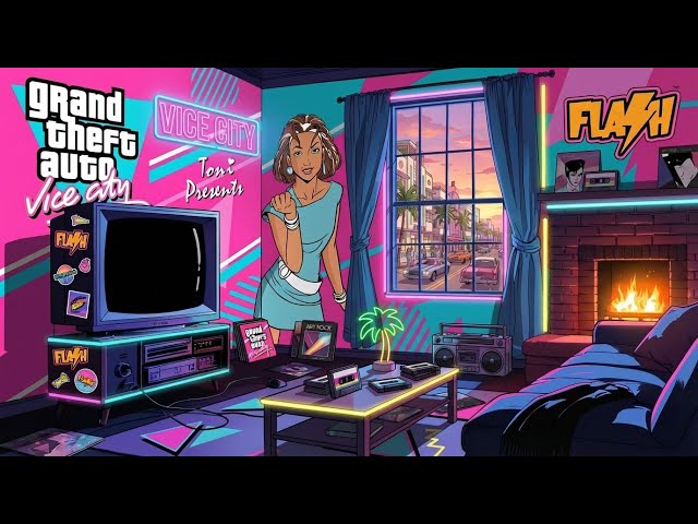 Retro GTA Vice City Flash F.M. Night 🌴 Synthpop • Pop Rock Classics • 80s Classics • GTA Vibes •