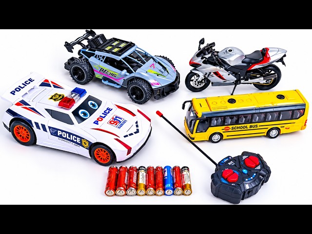 Unboxing rc city rechargble car battary oparated 3D lighting police car rc school bus review test😲