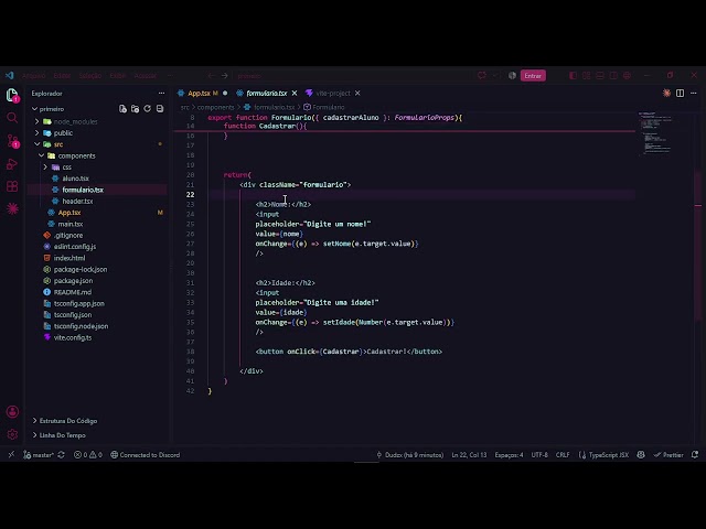 Projeto em React + Typescript ultilizando Hook do React: UseState. Cadastro de aluno.
