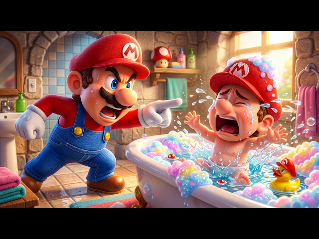 Baby Mario Absolutely Refuses to Take a Bath! 🛁😭  | Super Mario Story
