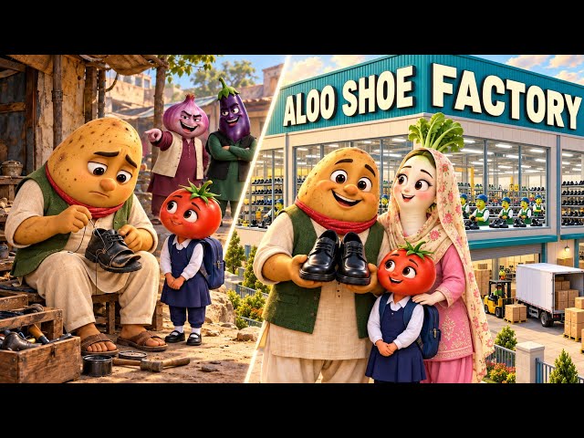 🥔Ghareeb Aloo Ka Mochi Se Shoe Factory Ka Safar👞🏭 | Hindi Story #vegetablestory 