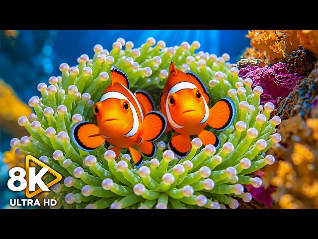 Aquarium 8K VIDEO (ULTRA HD) 🐠 Beautiful Tropical Coral Reef Fish - Relaxing Music for Sleep #4