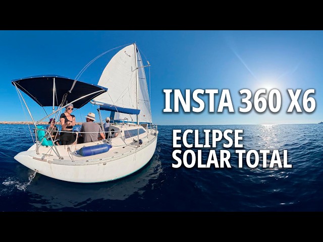 Insta360 X6 Camera. 360 video test. Sailing to the total solar eclipse
