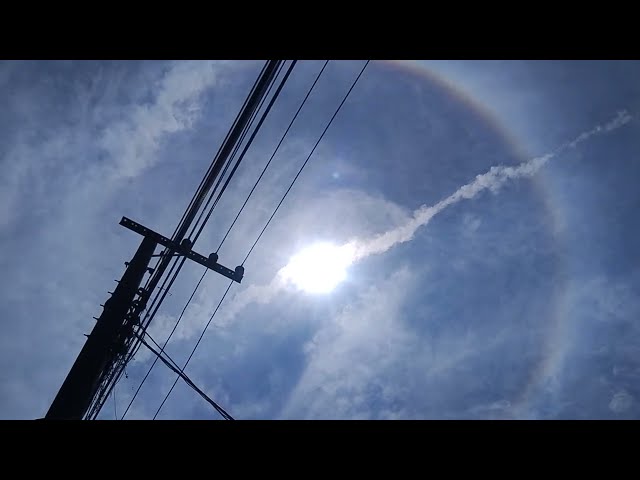 Plane Contrail Meeting Sun Halo Creates Phi Φ | Nature’s Geometry | A Rare Sky Moment | Solar Halo