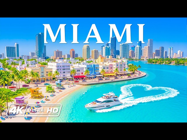 Miami 4K Drone Footage | South Beach, Ocean Drive & Luxury Yachts, Tropical Blue Paradise