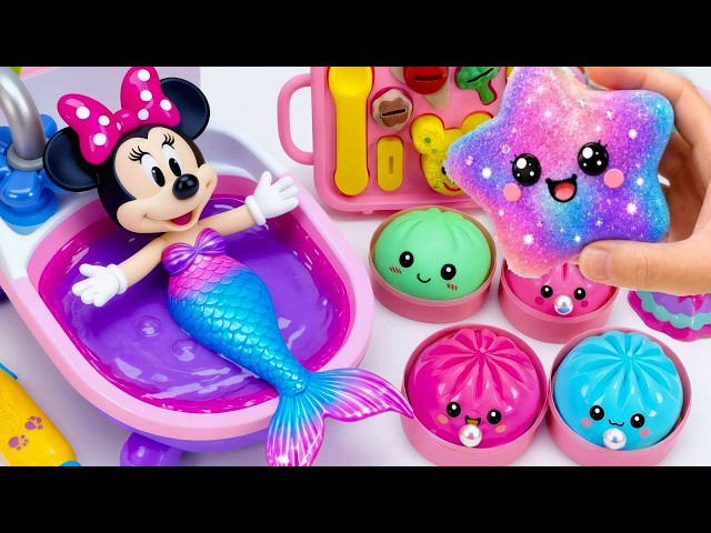 Minnie Mouse 2026🎀 Set Unboxing Mermaid Bath & Galaxy Star Squishy con Juguetes Disney ASMR