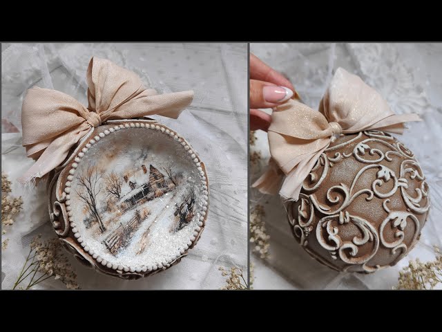 Concave Christmas Ornament with Winter Landscape 🌲 Decoupage DIY Tutorial