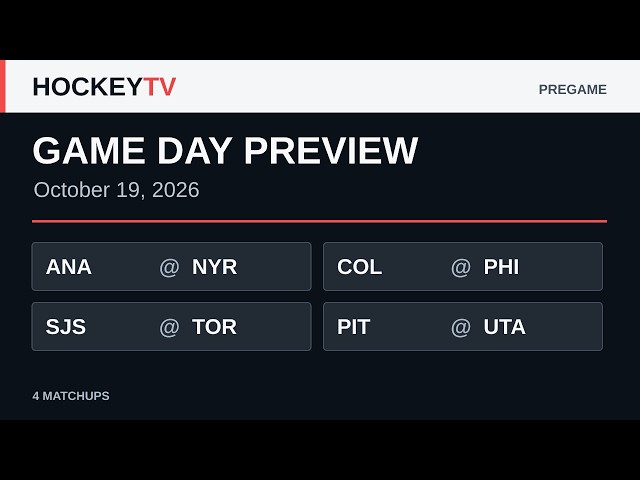 NHL Pregame | 2026-10-19 | HockeyTV