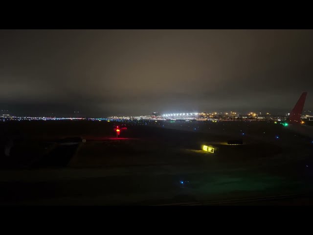 Nighttime Dallas (DFW) Taxi and Takeoff - 1/24/24