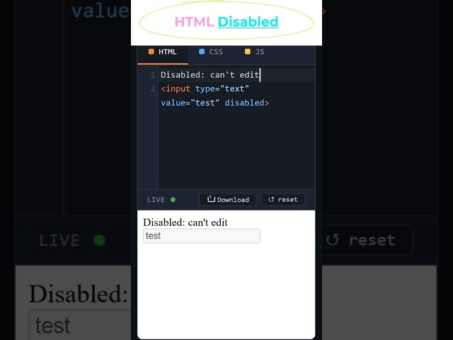 HTML Disabled Input Type #coding #htmltutorial #csstutorial
