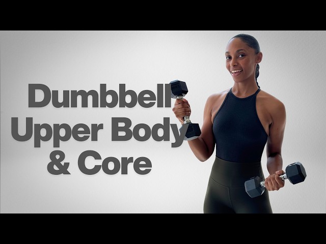 20 minute Arms, Back, Chest & Core Dumbbell Workout for Upper Body Strength 💪🏽