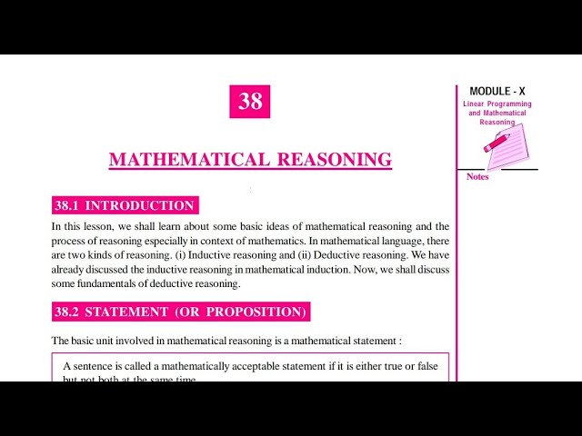 NIOS||Maths||Chapter-38||Mathematical Reasoning||Check Your Progress-38.1||NIOS Classes||Part-1