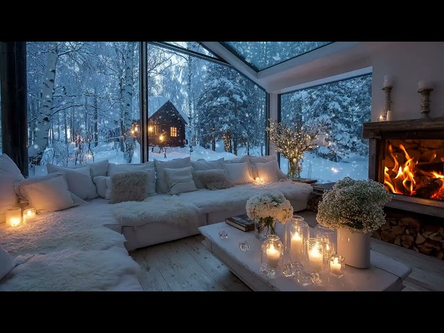 🌨️✨Snowfall Lounge Ambience | Winter Piano for 10 Hours | Relax Unwind Stress Relief Focus Study