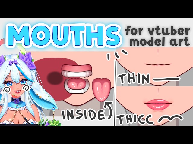 Draw MOUTH for vtuber models 👄thin + thick lips, inner layers【How to: Vtuber Model】#4 - YoshinoArt