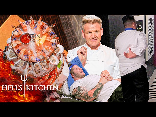 Chefs Fight To One Up Each Other During Seafood Tower Challenge | Hell's Kitchen