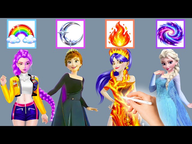 Huntrix & Disney Princesses Transform Into Fantasy Elements! | Ava Art