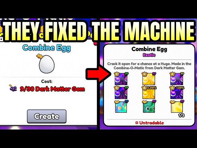 Amazing Changes Combine O Matic Machine SPACE MINE in Pet Simulator 99 (Roblox)