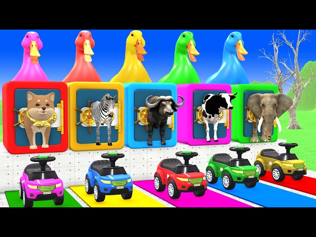 Long Slide Game with Dinosaur Lion Cow Hippopotamus Gorilla 3d Animal Game Funny 3d Animals