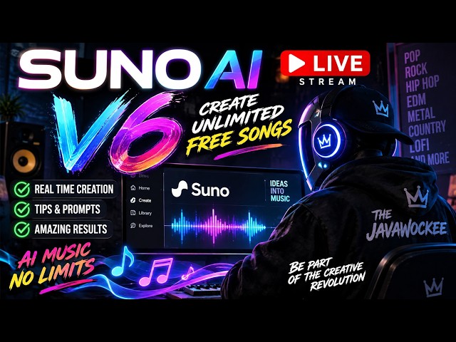 🎵  FREE UNLIMITED SONGS ! - SUNO AI V6 LIVE — LET'S SEE IF ITS ANY GOOD