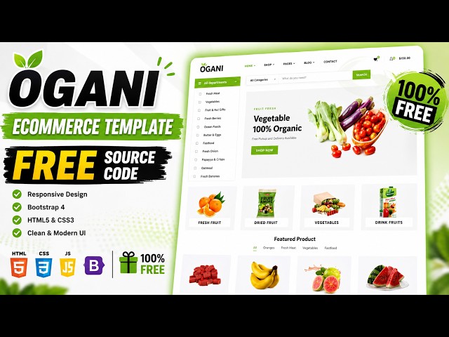 Modern Grocery Store Website Using HTML, CSS & JS with Free Source Code