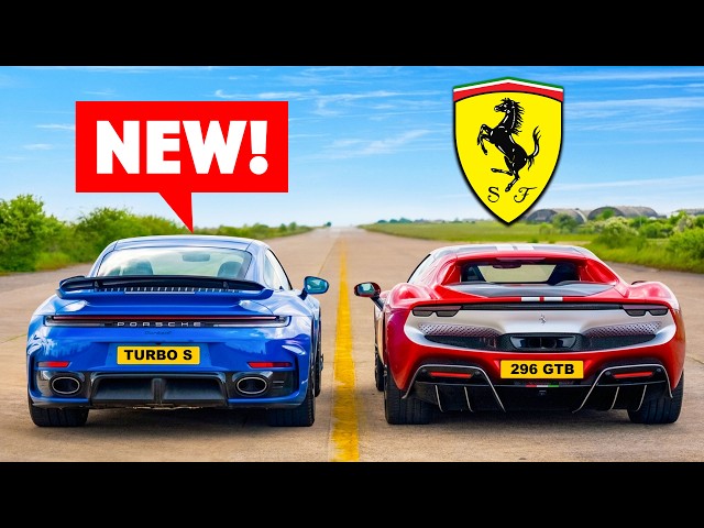 New 911 Turbo S vs Ferrari 296: DRAG RACE