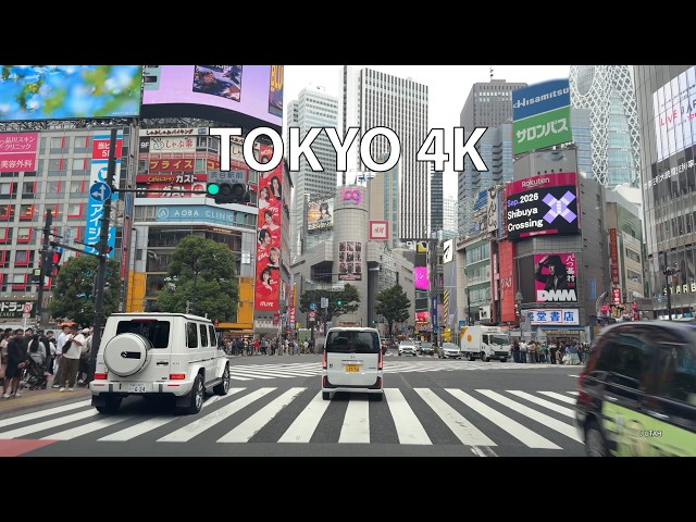 Driving Tokyo 4K - Saturday in Shinjuku Harajuku Shibuya - Japan