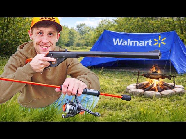 $100 Walmart Hunting and Fishing Survival Challenge!