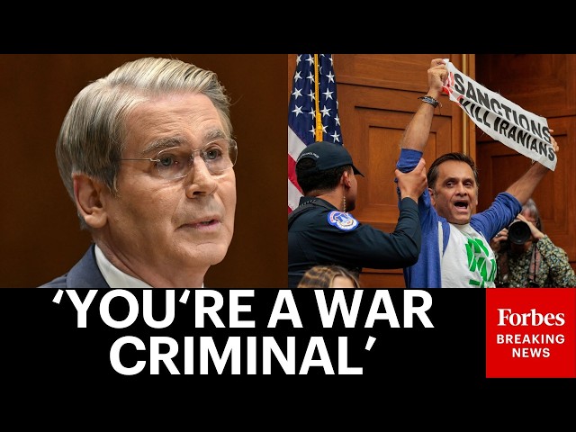 BREAKING NEWS: Scott Bessent Repeatedly Interrupted By Iran War Protesters