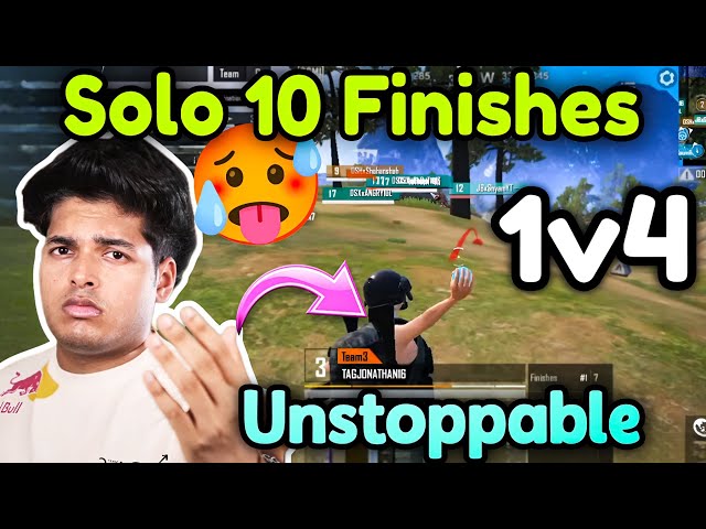 Jonathan Solo 10 Finishes🥶 1v4 Clutch🔥 24 Finishes Domination🤯 Aggresive Push😲