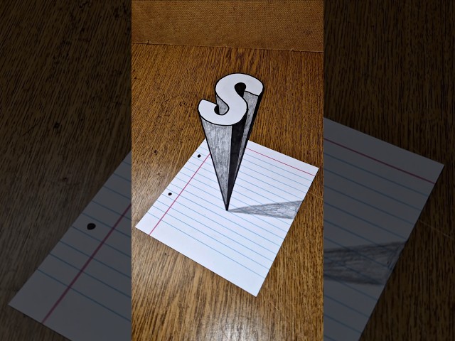 Amazing 3D Letter (S) Real Illusion On Paper 😲 #3dart #3ddrawing #drawingtutorial  #paperart #easy3d