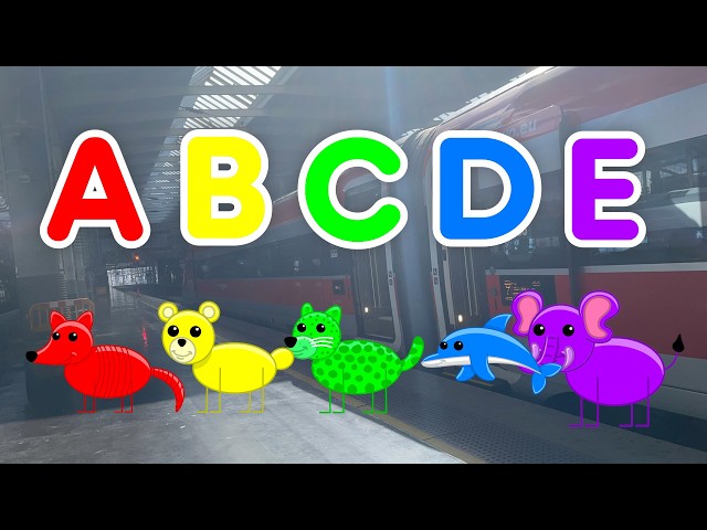 ABC Colorful Train Animals Song 3 🌈🚂🐻 | ABC, Colors, Animals & Train Song for Babies!