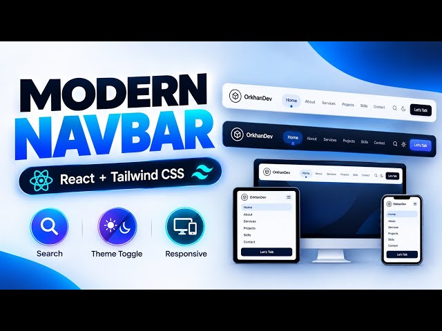 Built a Modern Navbar with React & Tailwind CSS  | Dark Mode + Search + Responsive