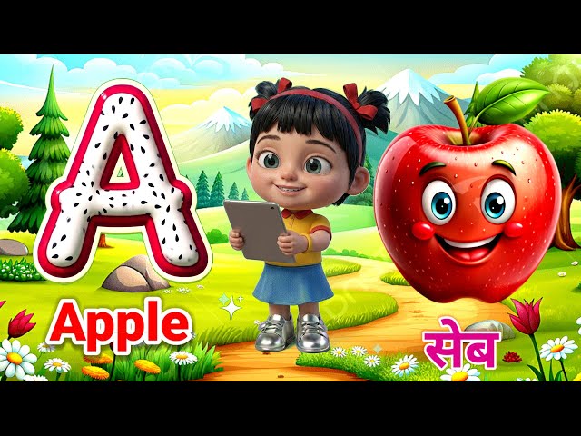 🍎 ABCD , 🌈 ABC & 123 ,Hindi Alphabet 🍎 A for Apple | B for Ball ⚽ | ABC song ,1 to 100 , 🌈🧸✨