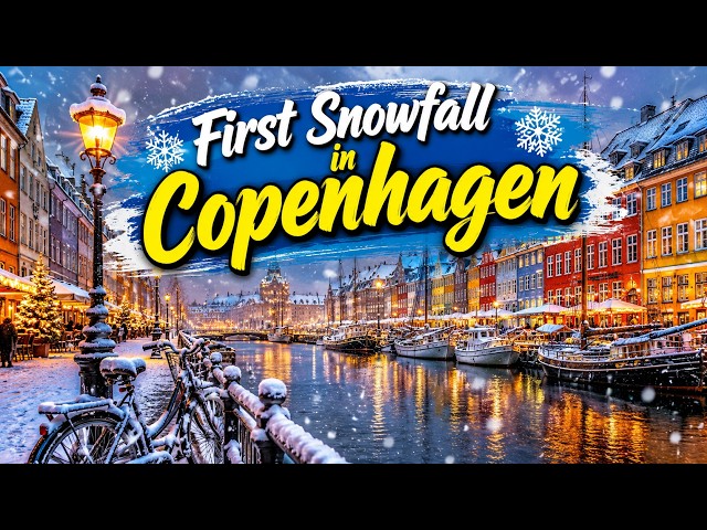First Snowfall in Copenhagen ❄️ | Magical Winter Morning Walk in Denmark 🇩🇰 | 4K Snowy Streets