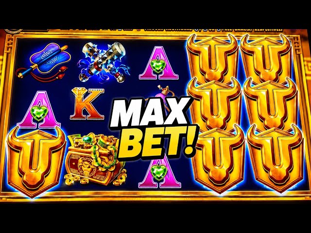 $5 MAX BET on Fire Mountain! Bull Rush Stampede Pokie Session