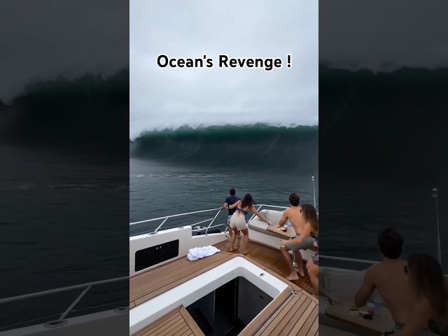 MASSIVE WAVE DESTROYS Luxury Yacht Party in Seconds! #shorts  #ocean