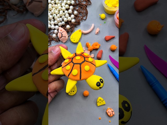 Clay turtle easy craft ideas for kids destroy reverse video #shorts #youtubeshorts #kids #art #diy