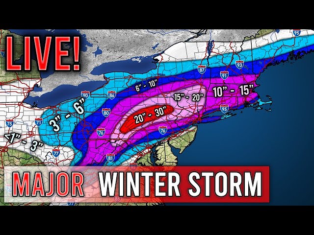 Major Winter Storm Live Coverage - White Out Conditions, Major Snowfall