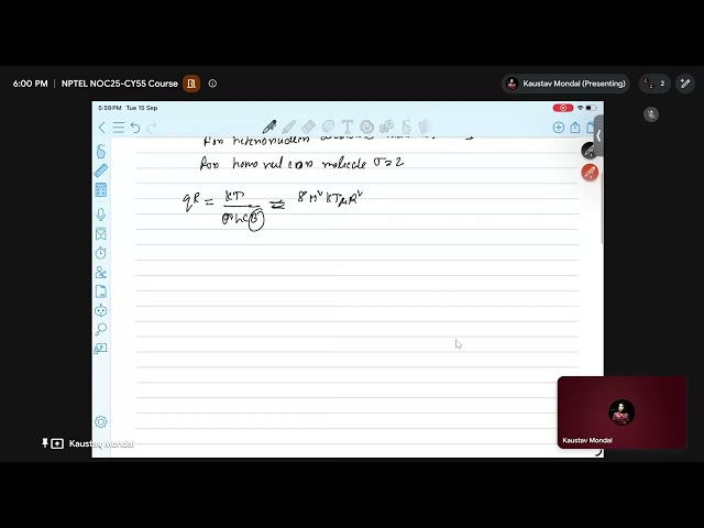 nptel Tutorial-8 NOC26-CY59 || Fundamental of Statistical Thermodynamics