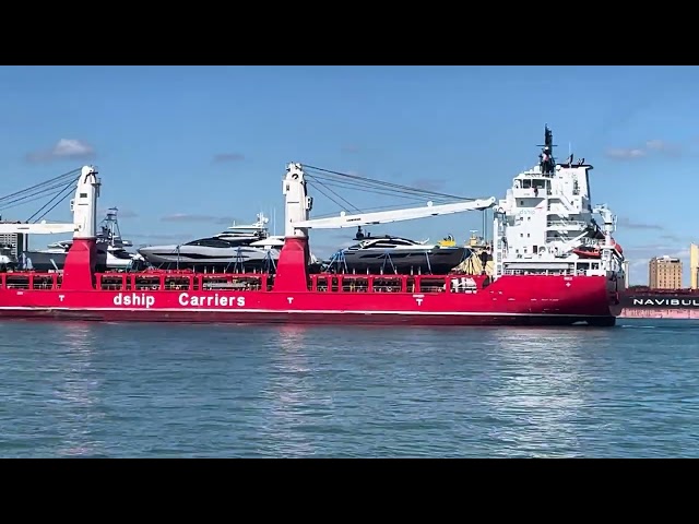 Freighter Carrying Yachts, Detroit River