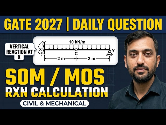 GATE 2027 DAILY QUESTION |I RXN CALCULATION || SOM || MOS |I CE I| ME || ENGINEERS CAREER GROUP