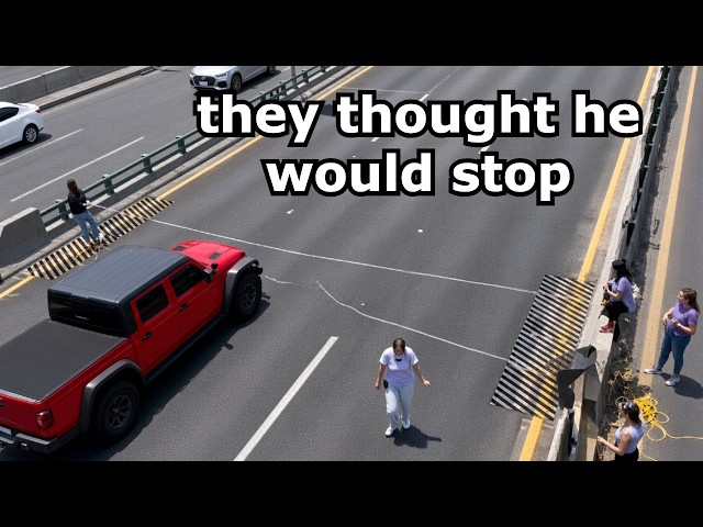 Protesters blocking the road get instant karma